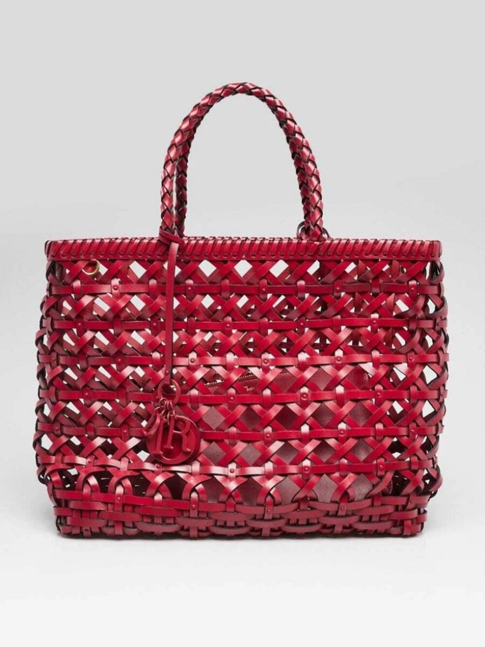 Christian Dior Red Leather Diorcabas Tote Bag
